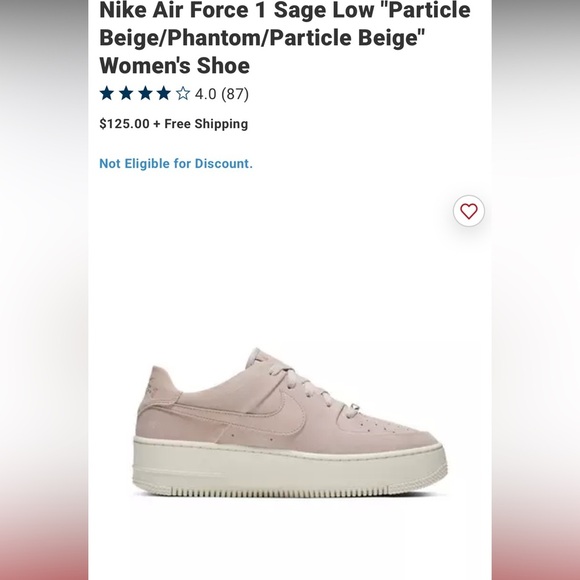 Nikes Air Force 1 Sage Low top Women's Pink Sneakers - Picture 4 of 10